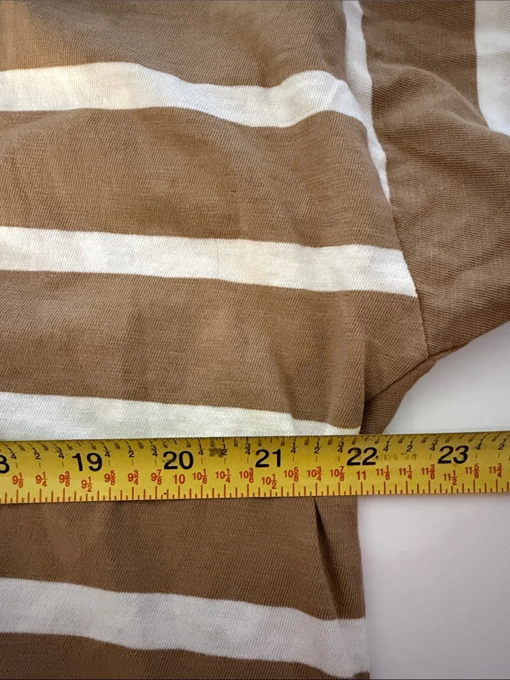 J.Crew Long Sleeve Stripe Tee camel ivory crewneck 100% cotton L